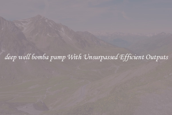 deep well bomba pump With Unsurpassed Efficient Outputs