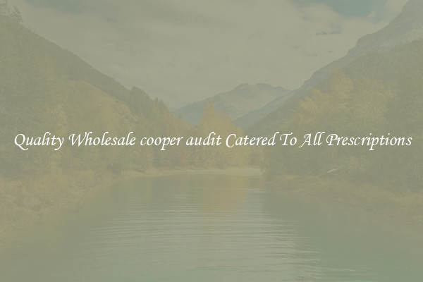 Quality Wholesale cooper audit Catered To All Prescriptions
